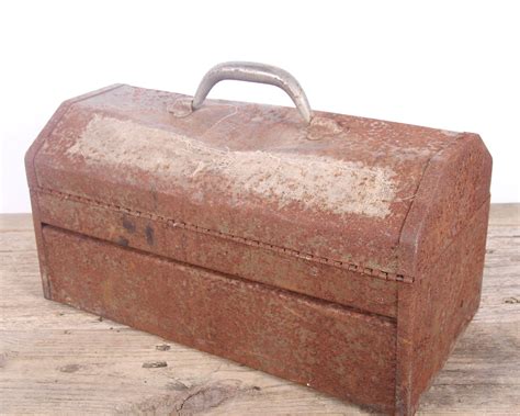 antique valuable metal tool boxes|old fashioned tool box.